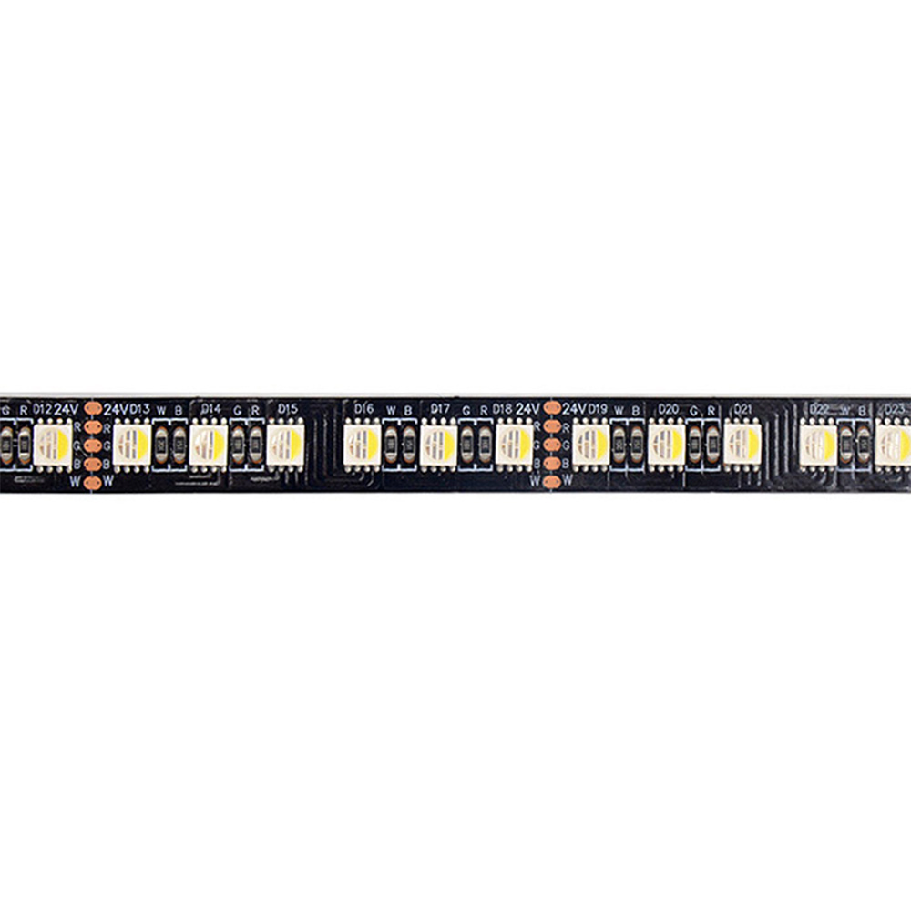 RGBW Multi Color LED Lights - 96LEDs/m 24V Black PCB LED Strip - 3000K/4000K/6000K White
